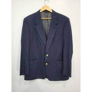 Hart Schaffner Marx Mens Navy Wool Blazer Jacket 44L Gold USMC Buttons